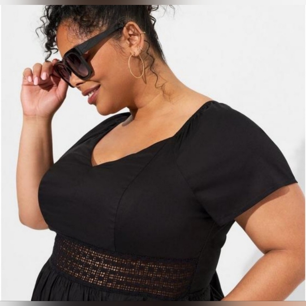 Torrid- NWOT Elegant Black Midi Dress with Ruffle Hem - Picture 11 of 12